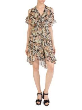 The Kooples Wanted Cold-Shoulder Floral Dress Size 3 (Large)
